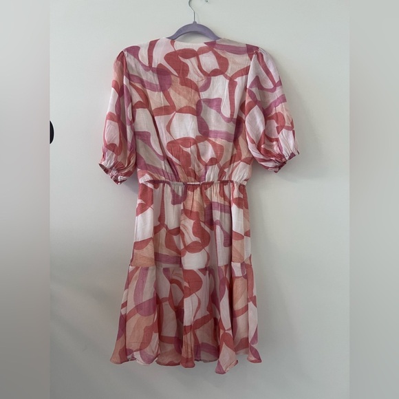 NWT!! All About May Women’s Peach/Pink V Neck Lined Mini Dress  In Size US 4 - Picture 4 of 11